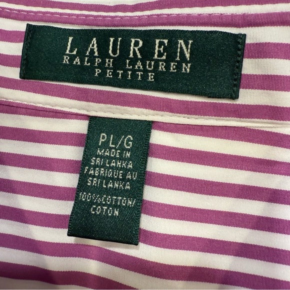 Lauren Ralph Lauren Womens Button Down Shirt Striped  Sz Large Petite NEW! - Picture 6 of 10